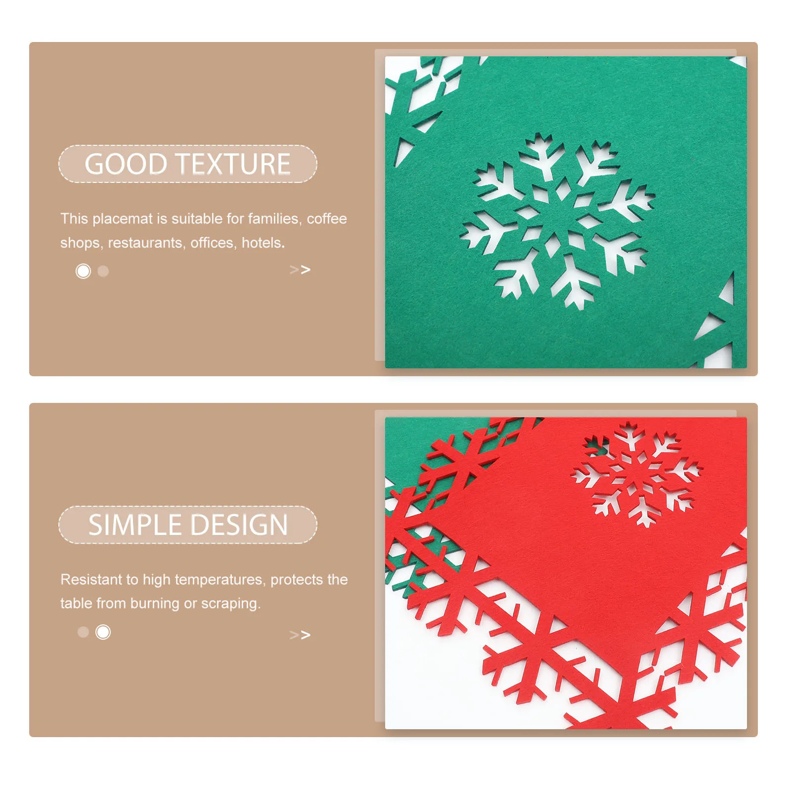 

24Pcs Snowflake Christmas Placemat Reusable Felt Heat Resistant Anti-Slip Table Mats Dining Room Party Decoration Xmas Supplies