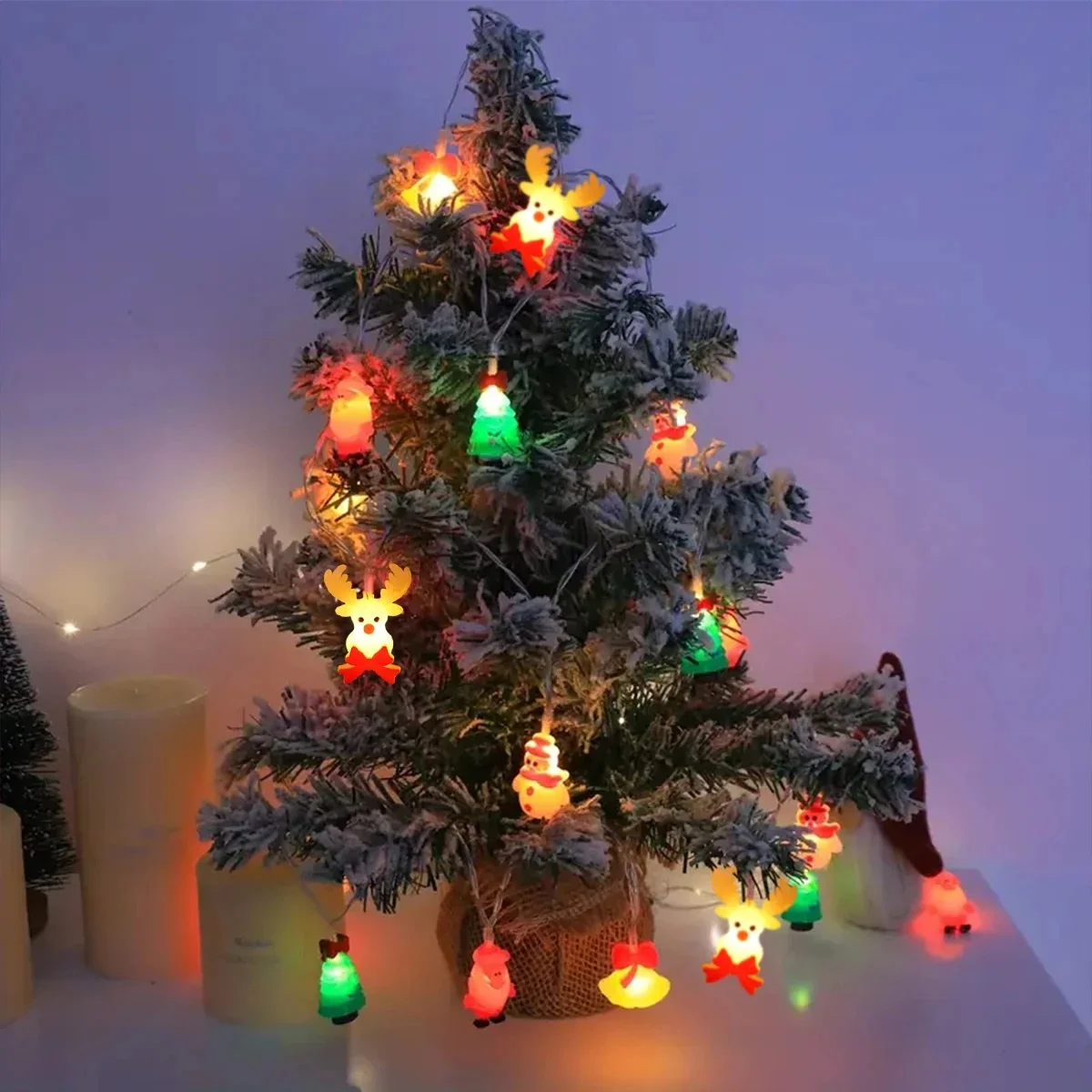 1pc Christmas Atmosphere Light String 10/20 LED Christmas Tree Hanging Lights Suitable For Home Party Holiday Indoor Decoration