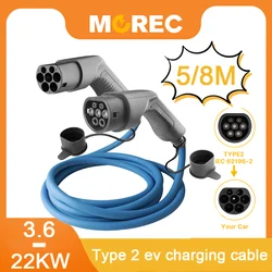 Morec EV Car Charger Charging Cable 1 Phase or 3 Phase Electric Vehicle 16A-32A Type 2 Female to Male IEC 62196 Plug Length 5M