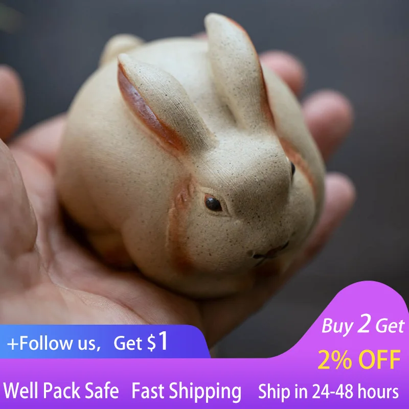 

Creative purple sand rabbit tea pet can keep tea tray, tea table small ornaments, tea set accessories, tea play