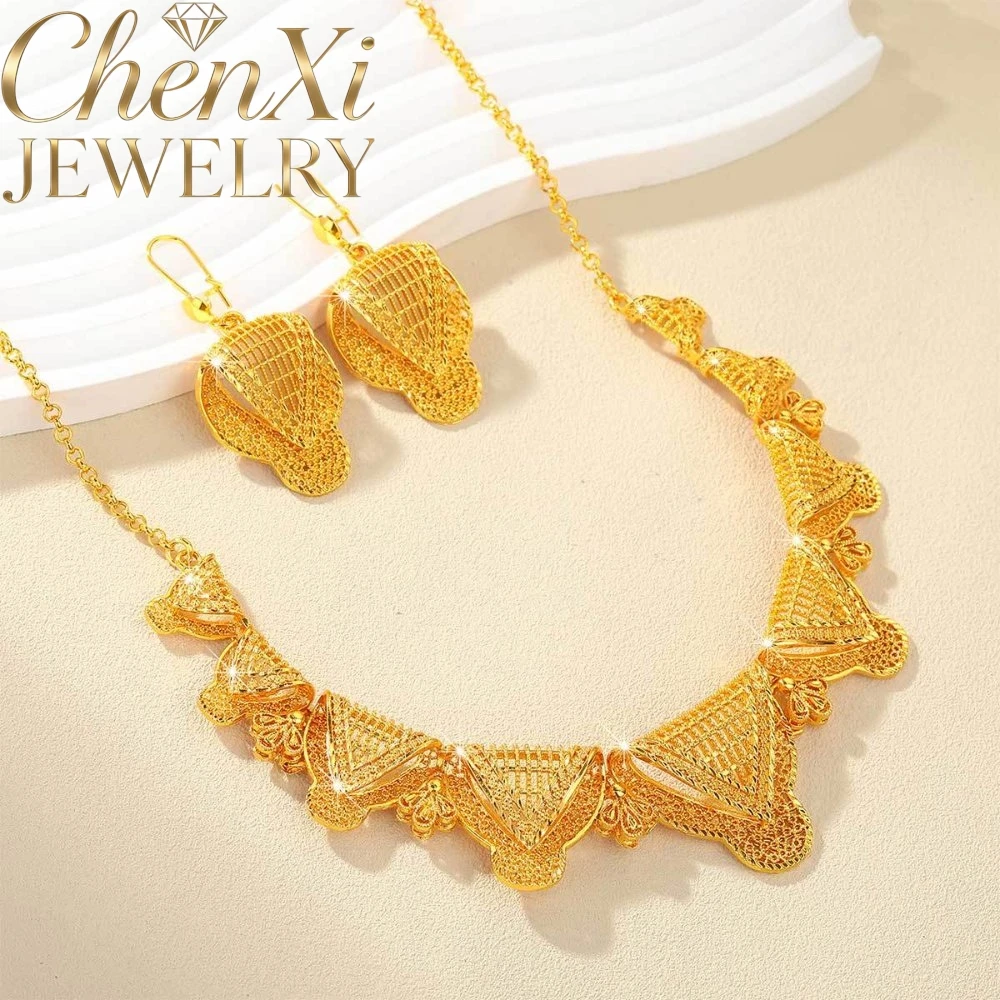 sand-gold-perforated-fan-shaped-floral-triangle-pendant-elaborately-decorative-focal-piece-easy-pairing-accessory-casual-gift