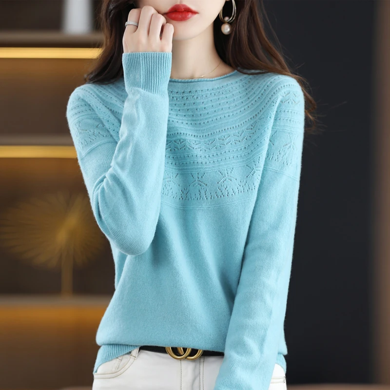 Cashmere Sweater Women Knit Sweater 100% Pure Merino Wool 2023 Winter Fashion Slash Neck Top Autumn Warm Pullover Jumper Clothes