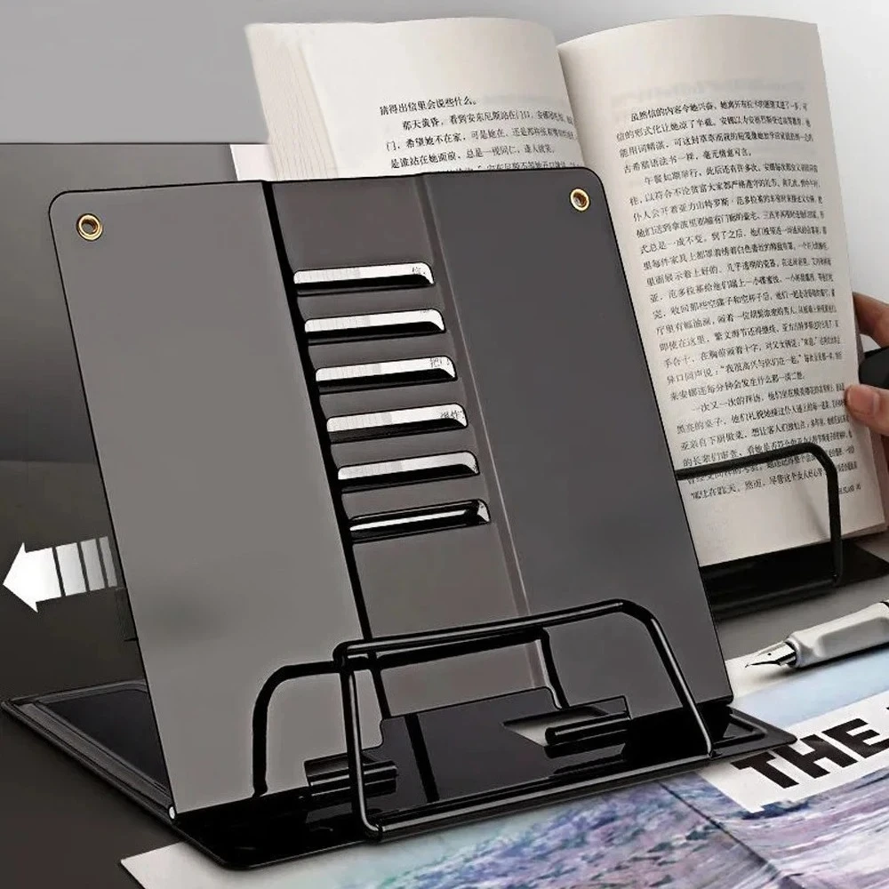 Foldable Desk Book Stand Metal Reading Rest Adjustable Cookbook Document Holder Portable Bookstands for Books Student Stationery