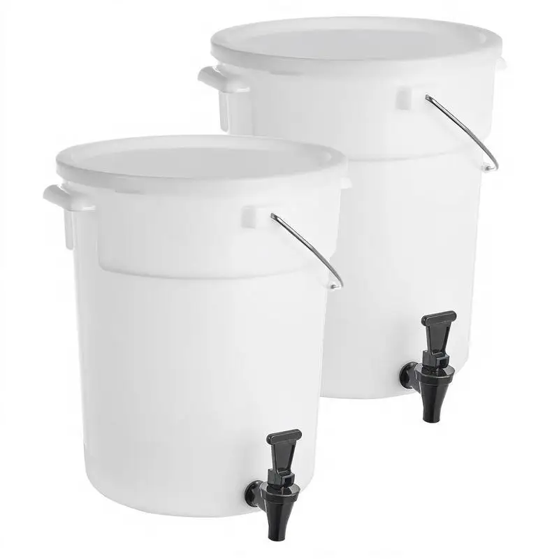 Liquid Container 5 Gallon For Restaurants Hotels Parties, Plastic Juice Server Spigot Lid Iced Tea Lemonade Water Dispenser 2 Pack