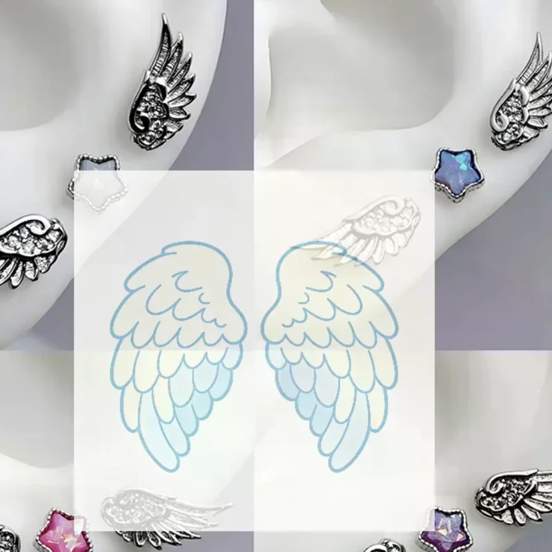 New Fashion Wings Stainless Steel Ear Bone Nail Shiny Trendy Earring For Women Accessory