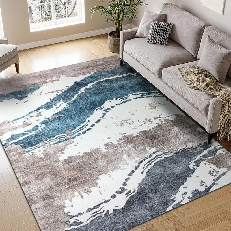 Modern Abstract Area Rug 2FTX23FT Custom Size, Low Pile Non-Slip Washable Runner Carpet for Living Room, Hallway