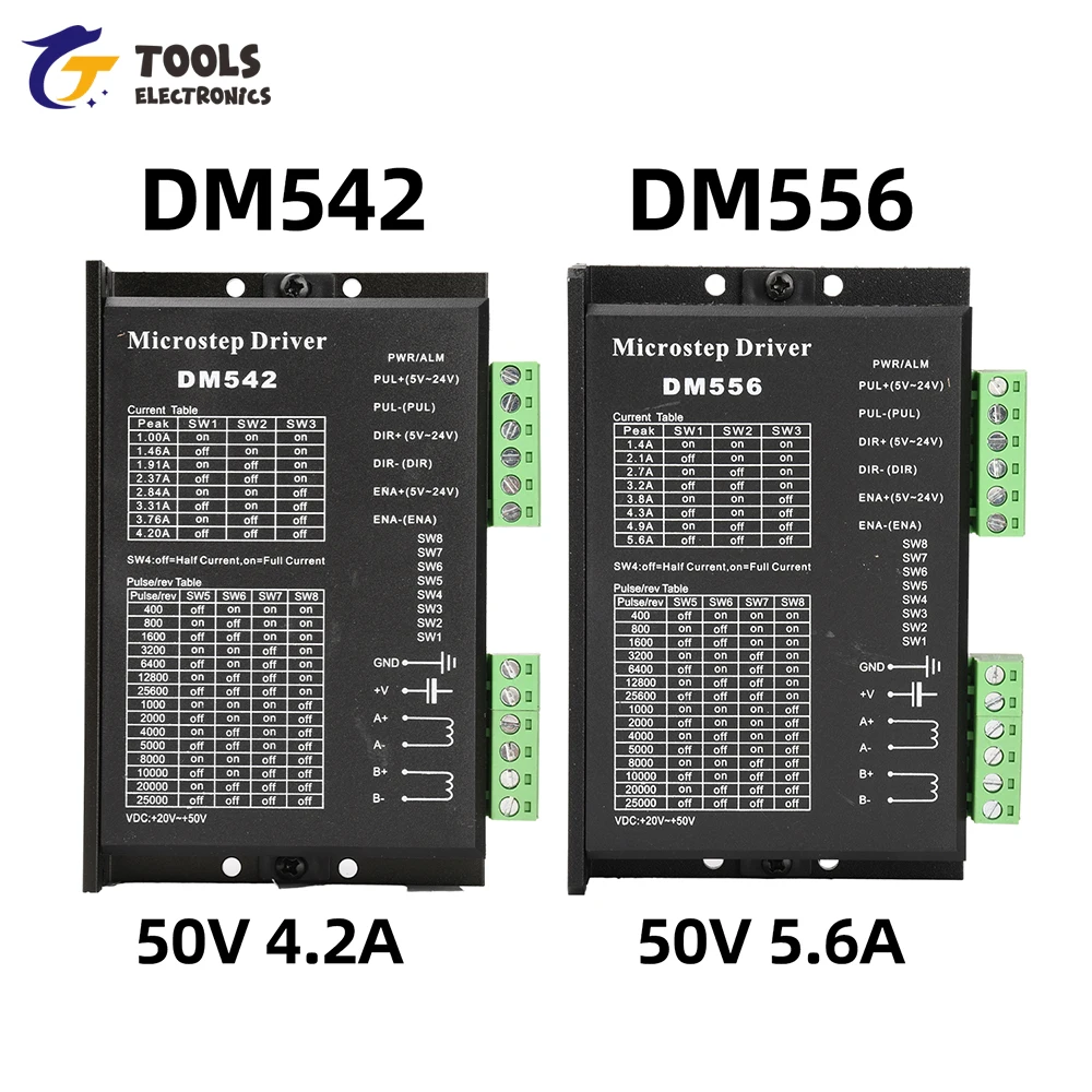 

DM542 DM556 DSP Stepper Motor Driver 20-50V High Speed Pulse 200 kHz Microstepping Control for CNC Machines