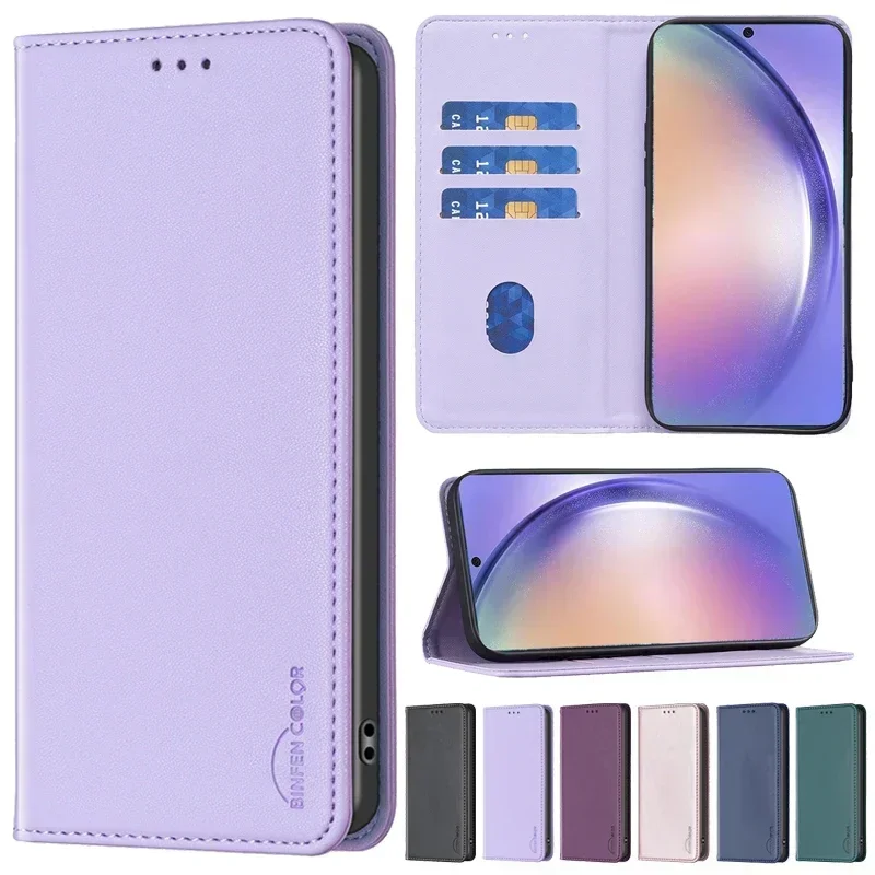 

Кожаный чехол с магнитным откидным слотом для Samsung Galaxy A06 A15 A16 A35 A53 A54 A55 S25 Ultra S24 FE S23 Plus S22 S21 S20 FE