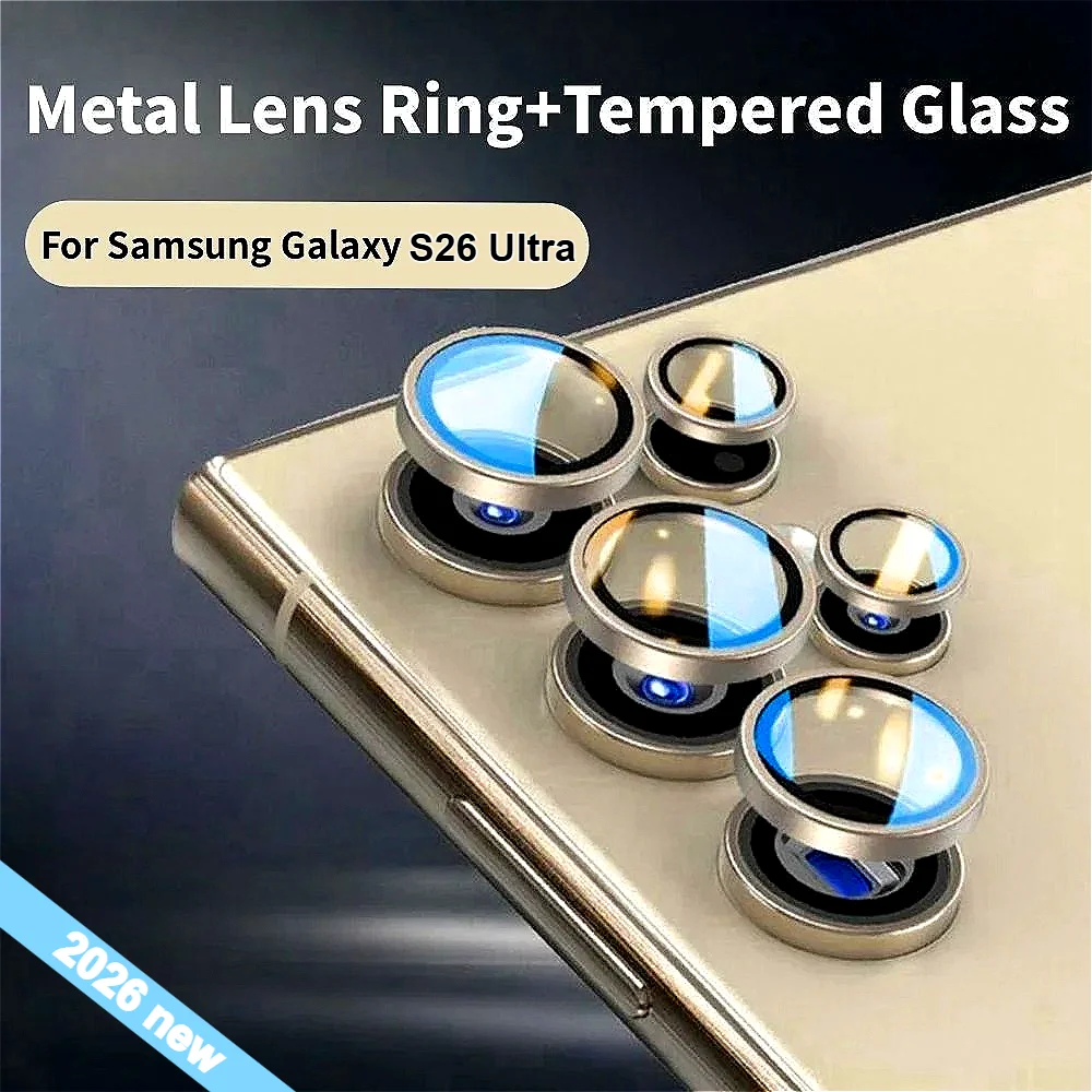 Metall-Objektiv-Glasschutz für Samsung Galaxy S26 Ultra S25 S24 Plus, Legierung, Rückseite, Kamera-Ring-Hülle, Objektiv, vollständige Abdeckung, kratzfest