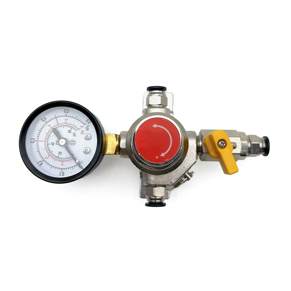 KegLand SS Duotight Inline In Line Regulator - With Integrated Gauge for Water or Gas - 8mm (5/16\