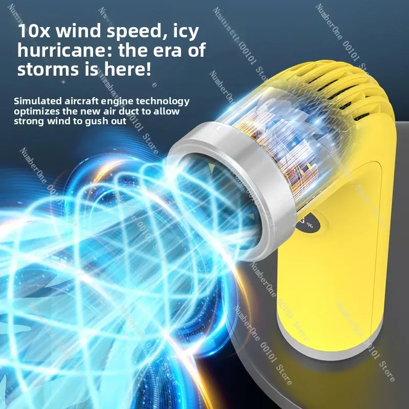 New Bladeless High-Speed Turbo Handheld Fan, Portable Hair Dryer Styling Tool with Digital Display and Strong Airflow