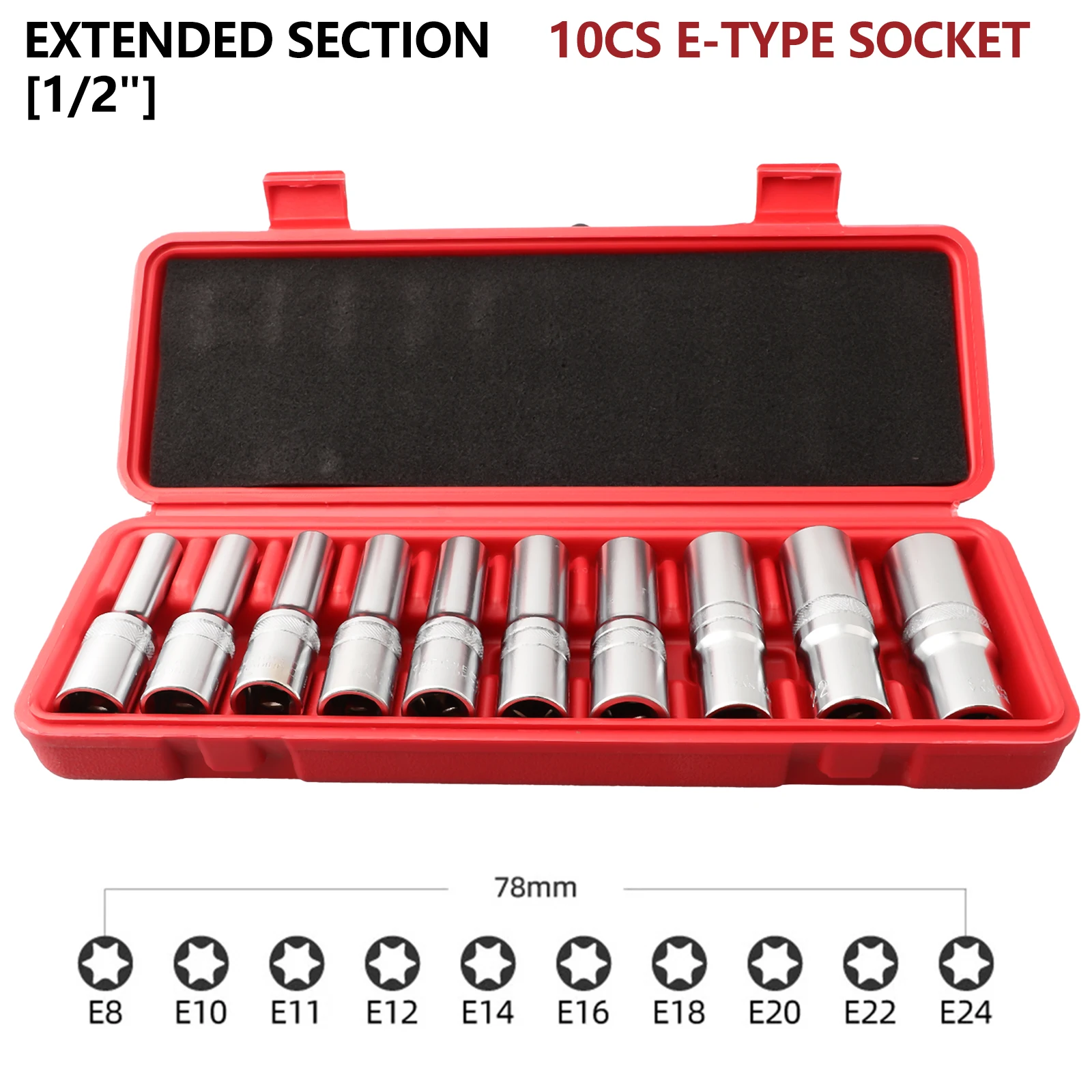 

10PCS/SET 1/2" Deep Socket Wrench Torx Star Socket High Torque For Using By Drivers And Socket Wrenches Household Hand Tool