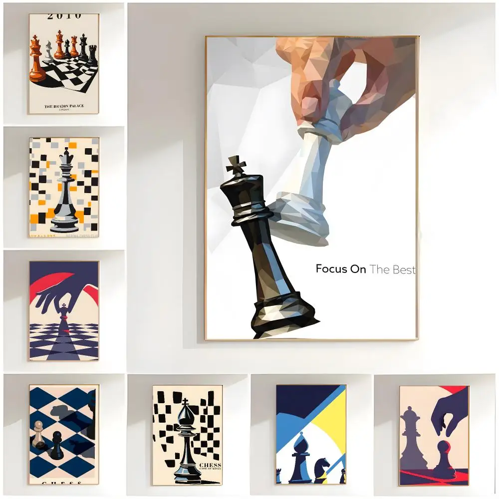 Retro Game Vintage International Chess Poster Classic Wall Art  Home Decor  Peel and Stick Unframed