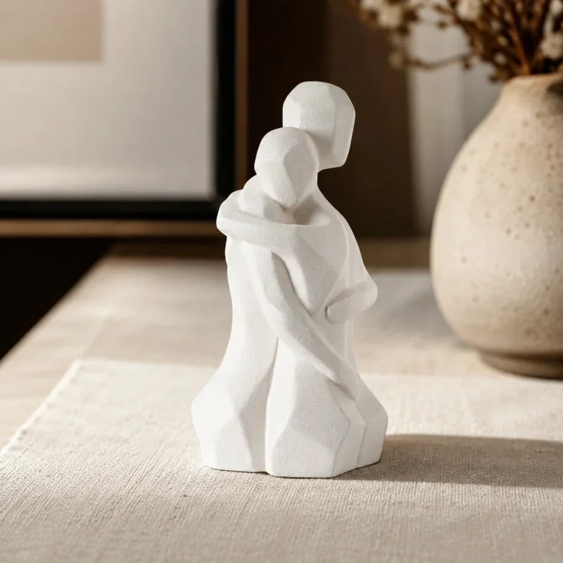 Ceramic Couple Figurine, Wedding Gift for Her Him, Gift for Wife Husband, Modern Minimalist Abstract Design, Home Decor Statue