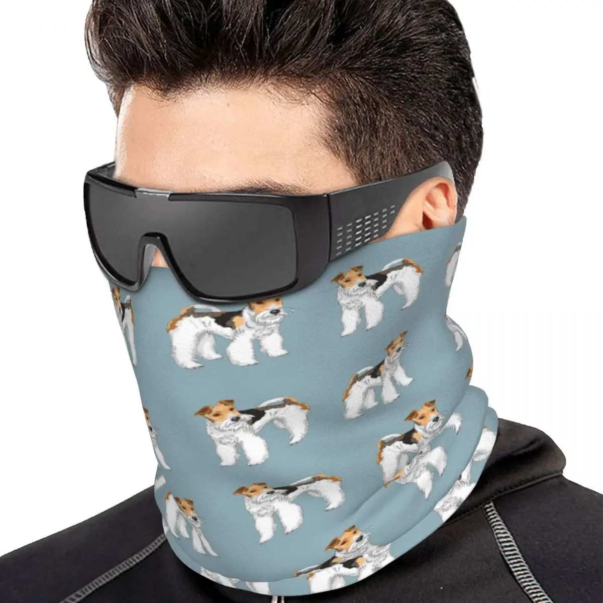 Retro Wire Haired Fox Terrier Design Bandana Neck Gaiter Printed Wrap Scarf Running Headwear Unisex Adult Winter