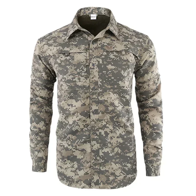 

Tactical Outdoor Hiking Sports Breathable Anti UV Quick-dry Hunting Camouflage Removable Lapel Cardigan Tops