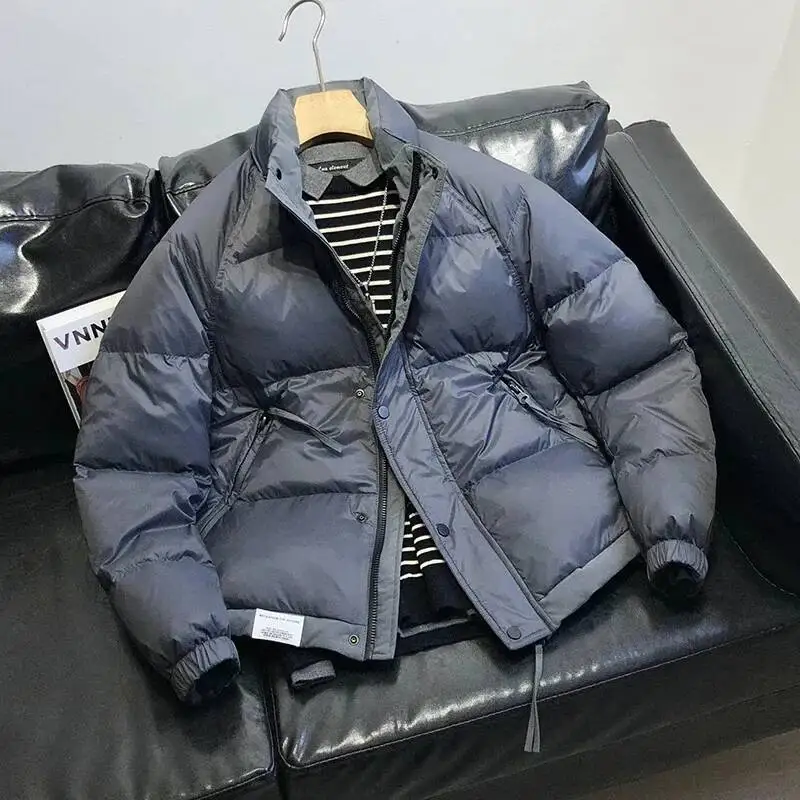 

Winter Men's Fashion Stand Collar Jackets Male Loose White Duck Down Coats Men Short Thick Warm Overcoats