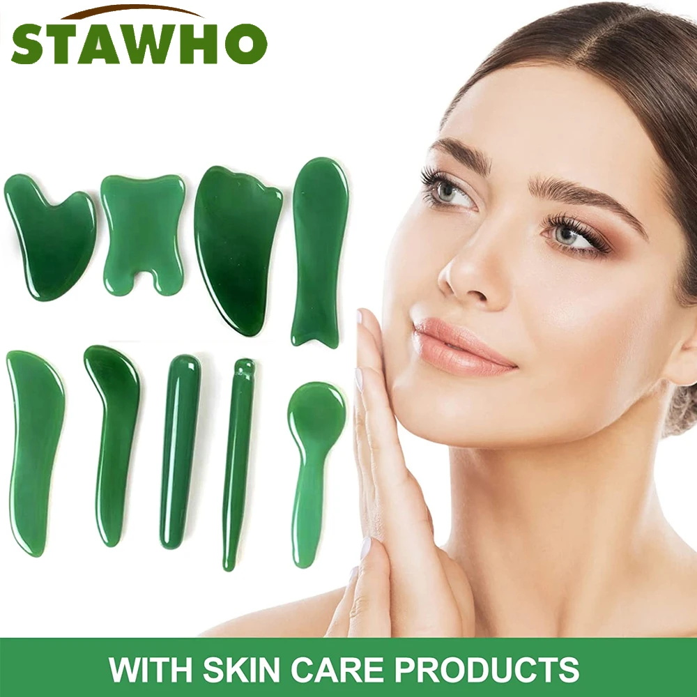 

Jade Gua Sha Natural Stone Gouache Scraper Board Meridian Muscle Relaxation Face Massager Lift Body Slimming Massage Skin Care