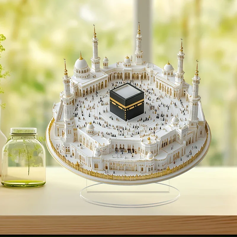 سطح المكتب الديكور الأبيض مسجد الطباعة مركز قطعة الاكريليك الديكور المسطح