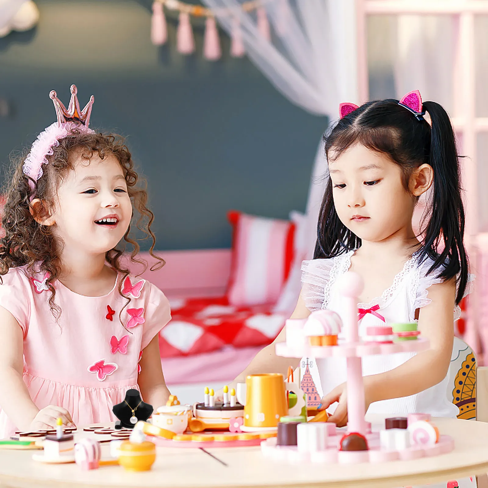 

20Pcs Mini Black Necklace Display Stand for Jewelry Showcase Small Necklace Holder Play Decoration Accessory