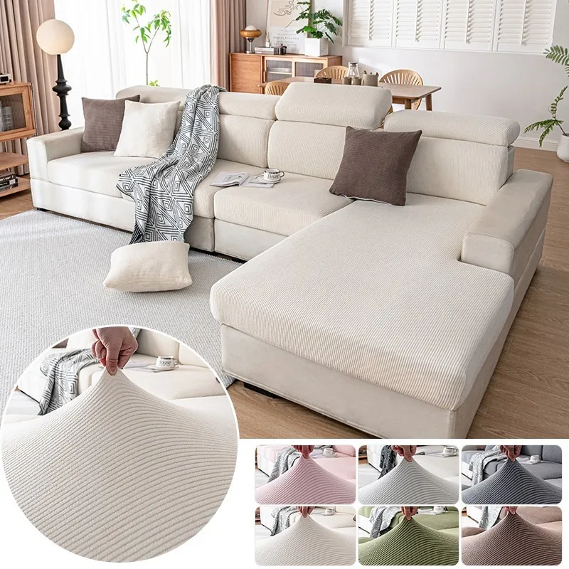 Thicken Elastic Sofa Cover For Living Home,Jacquard Soft Sofa Cushion Sofa Cover Protector L Shaped Stretch Cover Sofa Covers