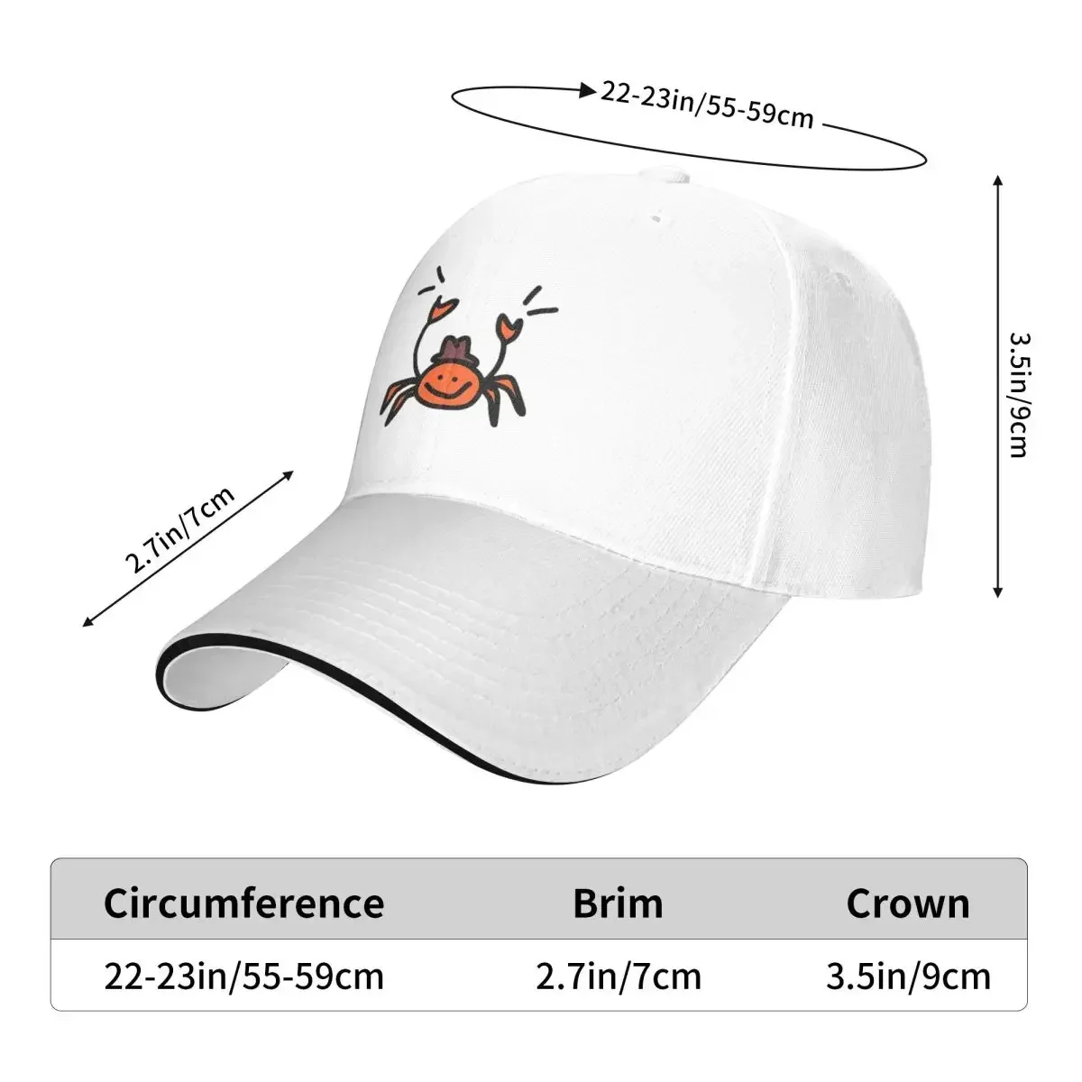 Crab With Baseball Caps Snapback Fashion Baseball Hats Breathable Casual Outdoor Unisex Polychromatic Customizable