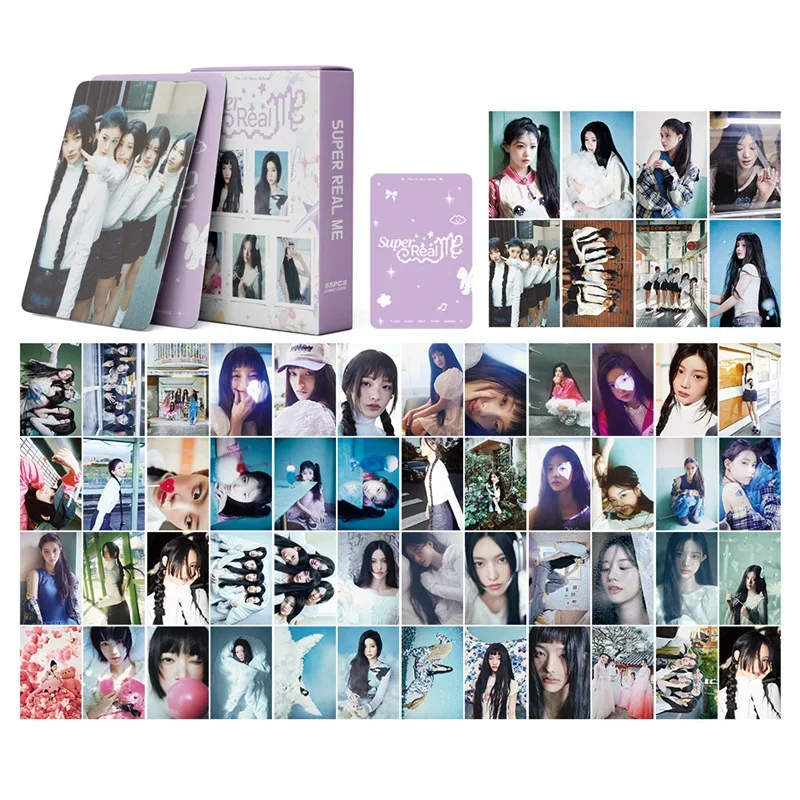 55pcs/set KPOP New Girl Group ILLIT Album 1st Mini Album SUPER REAL ME LOMO Card WONHEE MINJU IROHA YUNAH Postcard Photo Card