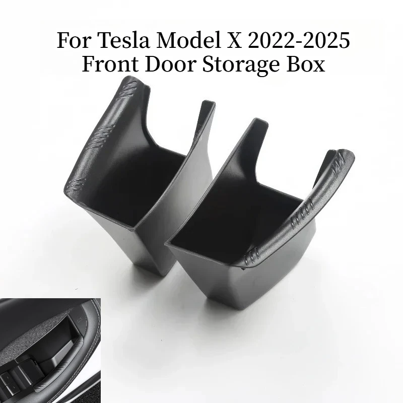 

Ящик для хранения дверных ручек для Tesla Model X 2022-2025, ящик для хранения передних дверей автомобиля, боковой лоток из АБС-пластика, скрытый органайзер, автомобильные аксессуары