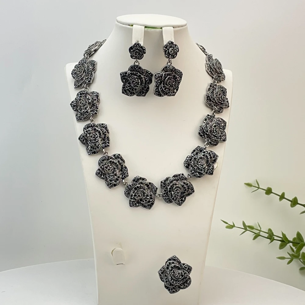 New Fashion Trendy Women Jewelry Set Brazilian African Wedding Bridal Necklace Gifts FHK30040