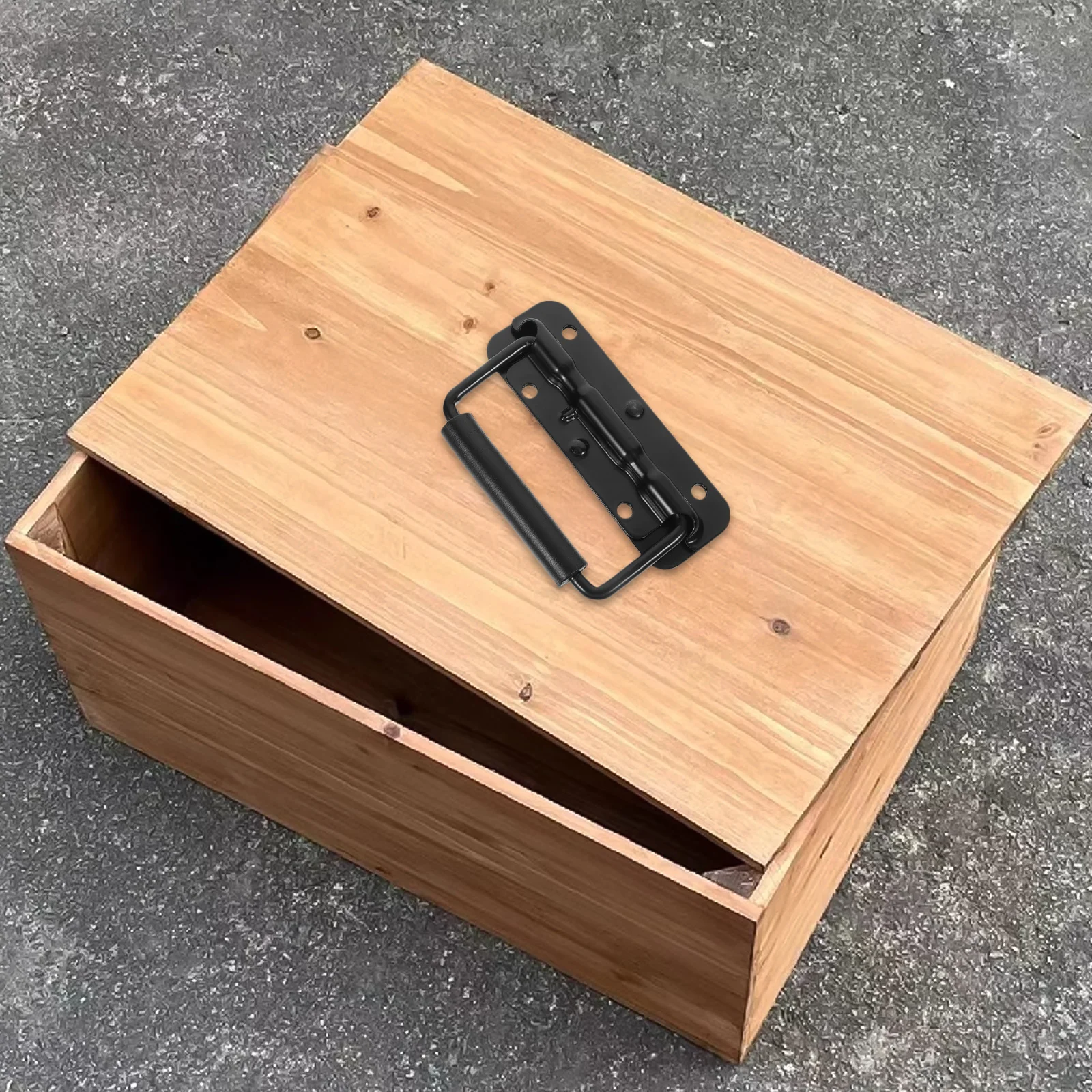 

Spring Handle Black Iron Stainless Steel Folding Box Handles Toolbox Heavy Duty Container Cabinet Pull Metal Hardware