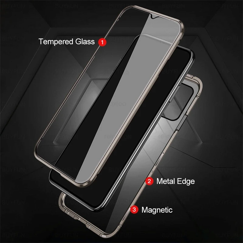 360° magnetic Glass flip case for Redmi 10 9 9A 9T Note 12 11 10 8 9 Pro double-sided metal Cover For Xiaomi 12 11 Lite 11T Pro