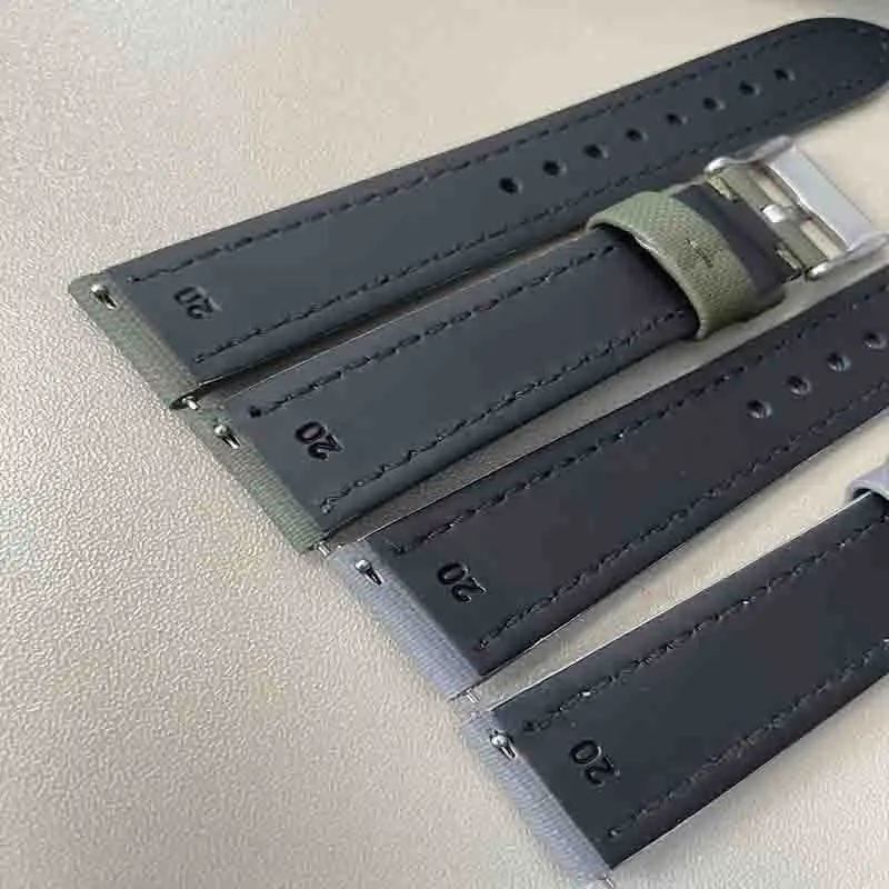 New style Sailcloth Watch Strap Nylon Quick Release  Genuine Leather Watchband 20 mm 22 mm Samsung Apple Blancpain
