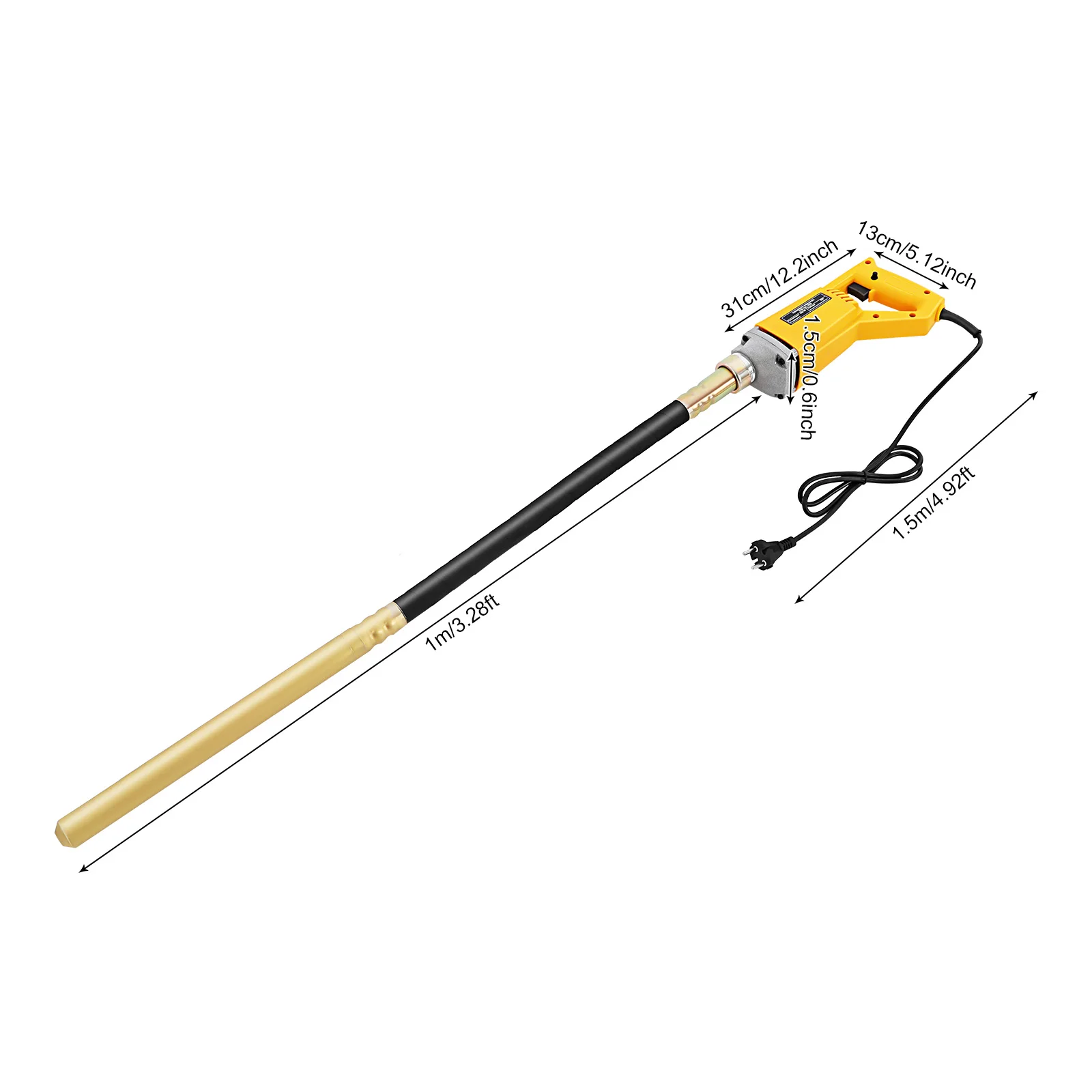 Vibrateur à béton portatif 800W, tige vibrante de 1M, prise EU 220V, moteur en cuivre pur, 5600 tr/min, vibration haute fréquence, dissolvant de bulles d'air pour béton, interrupteur à verrouillage, dissipation thermique, outil de construction pour tunnels, ponts et routes