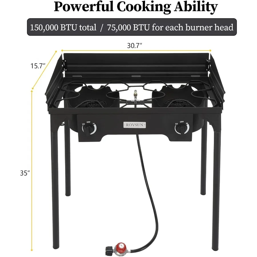 2-الشعلة في الهواء الطلق المحمولة البروبان الموقد 150000 وحدة حرارية بريطانية طباخ غاز مع الزجاج الأمامي حمل حقيبة الثقيلة الحديد الزهر الباحة Bu