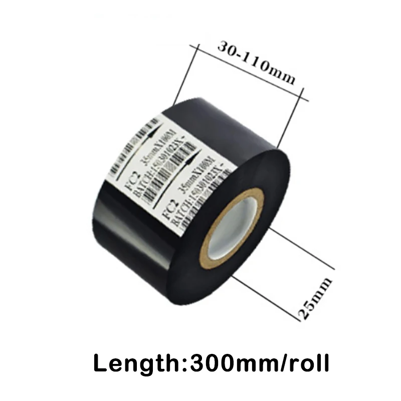 1 rolo de fita de carbono 121 fita de carbono à base de cera impressão autoadesiva fita de carbono impressão de papel térmico transferência térmica