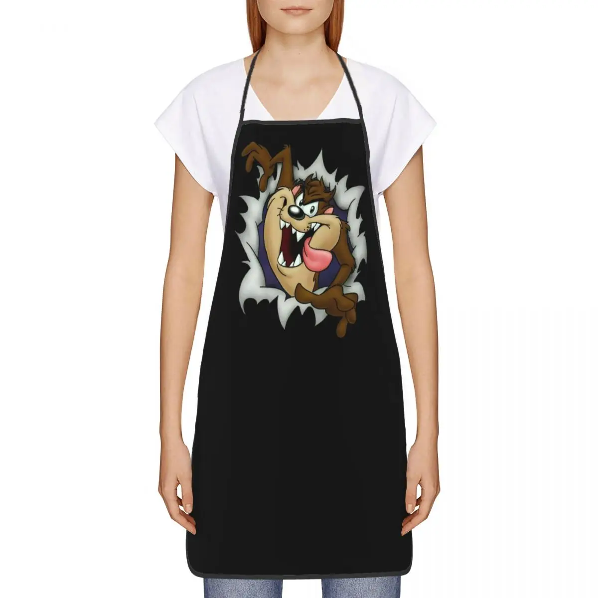 Custom Bib Tasmanian Devil Aprons for Men Women Unisex Adult Chef Kitchen Cooking Taz Cartoon Tablier Cuisine Painting