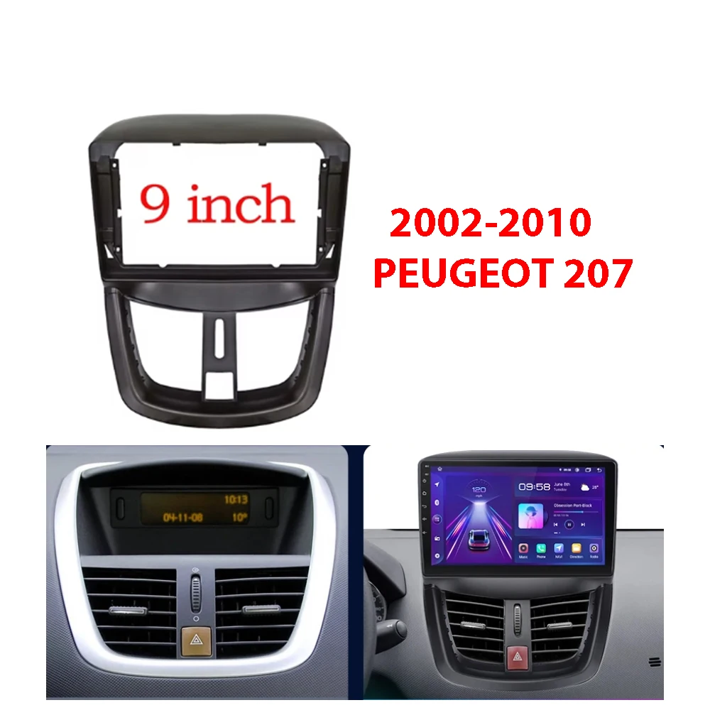 

9 Inch Car Frame Fascia Adapter Canbus Box Decoder For Peugeot 207 2002-2010 Android Radio Dash Fitting Panel Kit