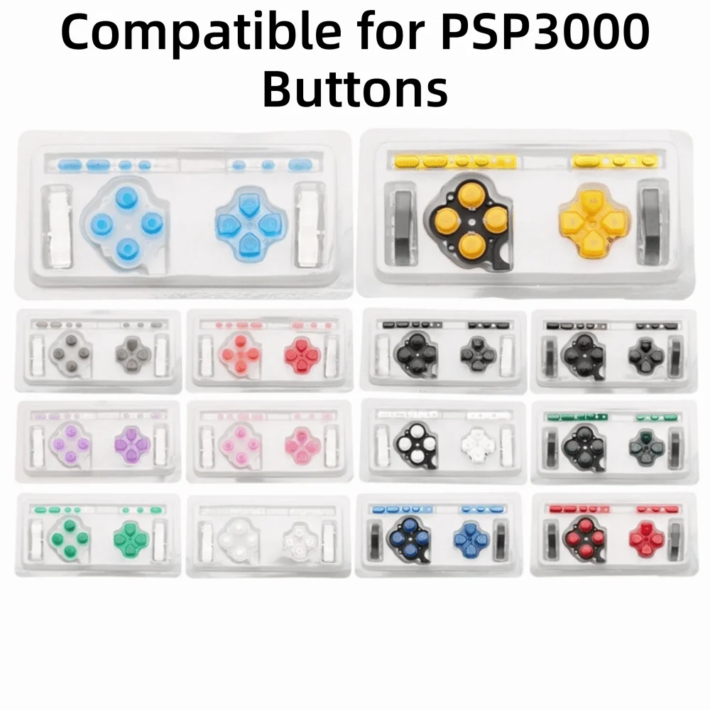 1Set Button Replacement Kit LR Buttons ABXY Select Start Home Game Console Buttons High Quality D PAD Volume Key for PSP3000