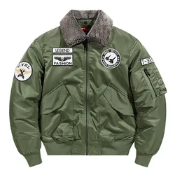 Mcikkny Men's Winter Flight Bomber Jackets Cotton Lined Warm Pilot Outwear Coats Multi Pockets Plus Size M-5XL Windbreak