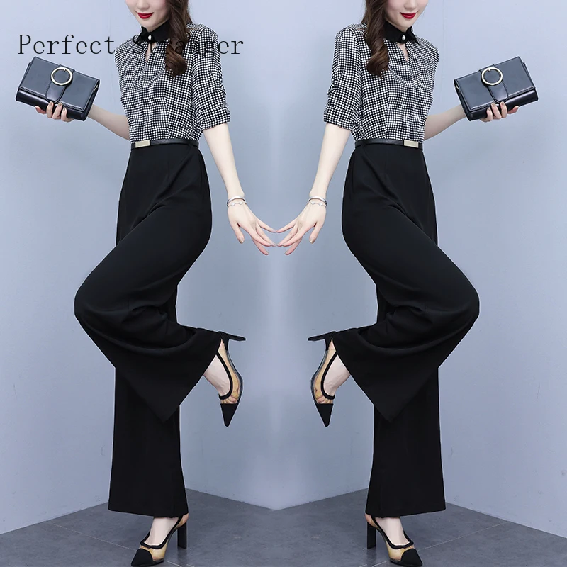 2024 Women OL Jumpsuits Summer Turn-down Collar Short Sleeve Plaid Pant Female Overalls Women Jumpsuit Large Size