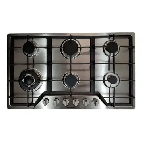 6-Burner Stainless Steel Gas Stove for Household Use Built-In Countertop Design Multi-Burner Cookware Features
