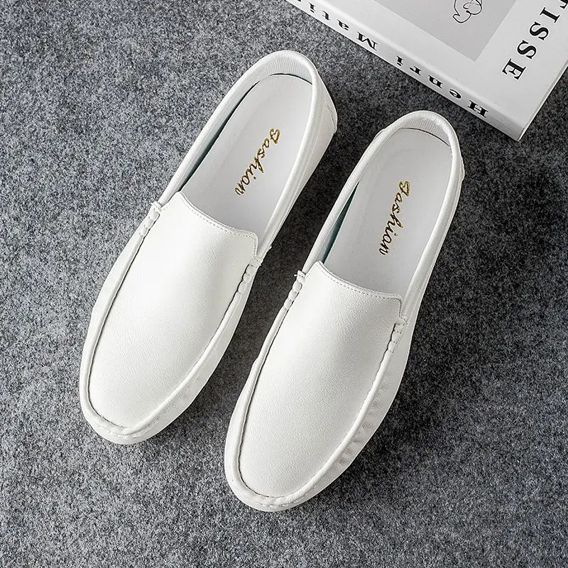 

Men's New Driving Loafers Slip On Korean Style Breathable Soft PU Leather Solid Black Casual Moccasins Flat Comfortable