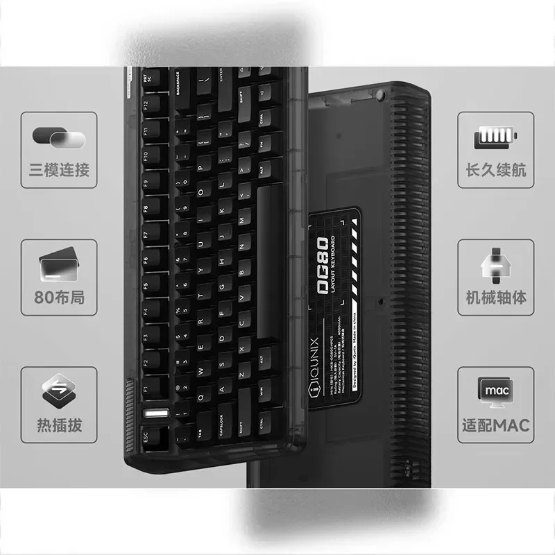 IQUNIX OG80 mechaniczna klawiatura Gamer 3 tryb USB 2.4G Bluetooth bezprzewodowe klawiatury 83 klawisze Hot Swap PBT klawiatura biurowa