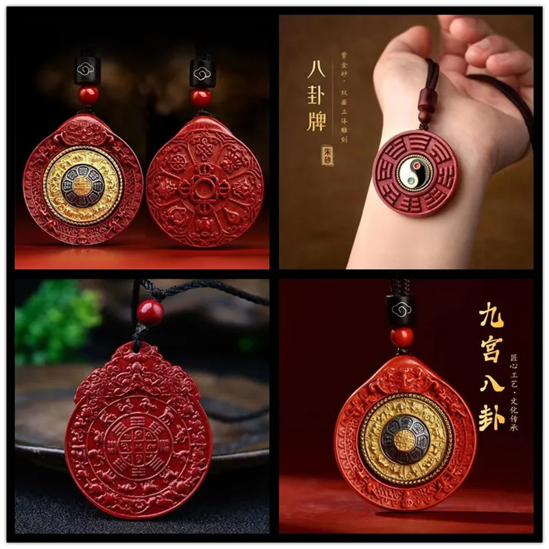 Natural Ore Protective Talisman Charts Pendant Simple Wheel Gossip Birth Year Household Purple Gold Sand Necklace P