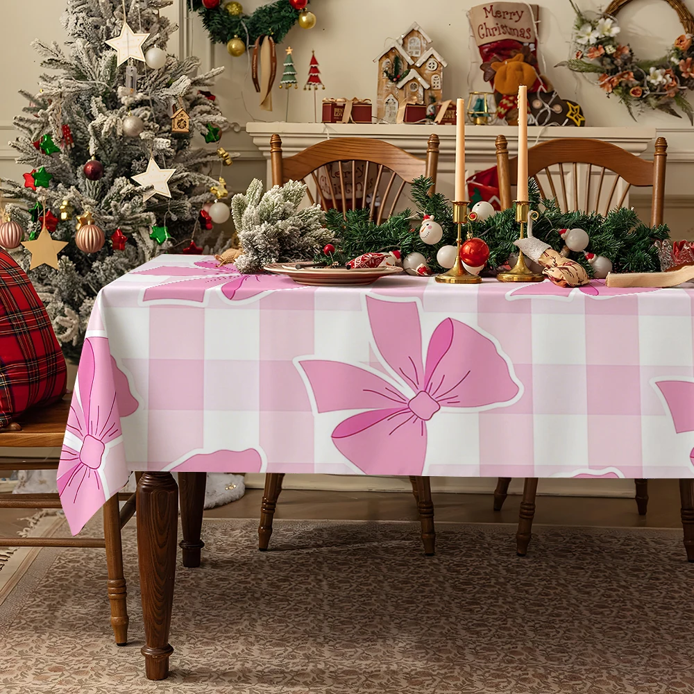 Pink Foliage Table Cloth Waterproof Tablecloth Spill Proof Table Cloth, Wipe Clean Table Cloth for Dining Camping