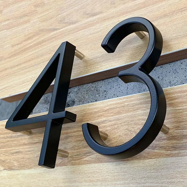 125mm czarne numery domów litery znak adresu zewnętrznego tablica na podwórko pływające metalowe drzwi numer tablice na drzwi nowoczesne znaki skrzynki pocztowej