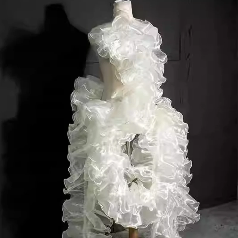 1meter Irregular Water Wave Lace Tulle Fabric Home Sewing Handmade DIY Mermaid Tail Evening Womens Summer Dress Crafts Materials