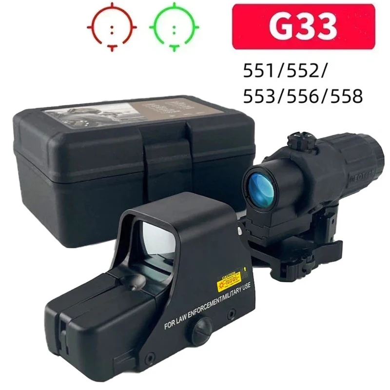 HD Optics G33 Sight Holographic Riflescopes with Flip-up Mount 556 558 Red Green Dot Scope Adjustable Height Tactical Combo