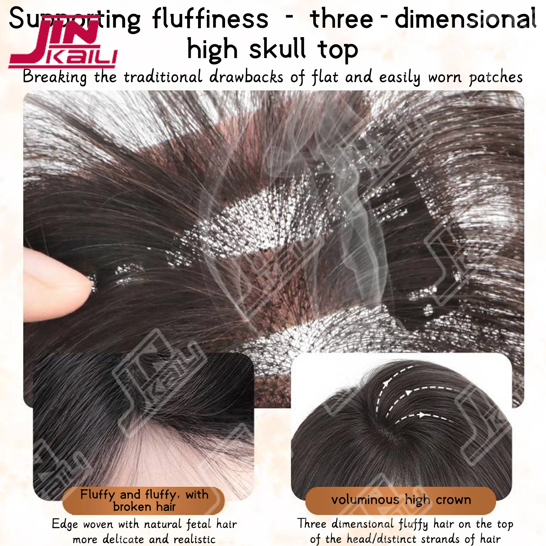 JKL الانفجارات الاصطناعية الجانب هامش للنساء ثلاثية الأبعاد الجزء الأوسط الانفجارات كاذبة كليب في ملحقات قطع الشعر غير مرئية #5