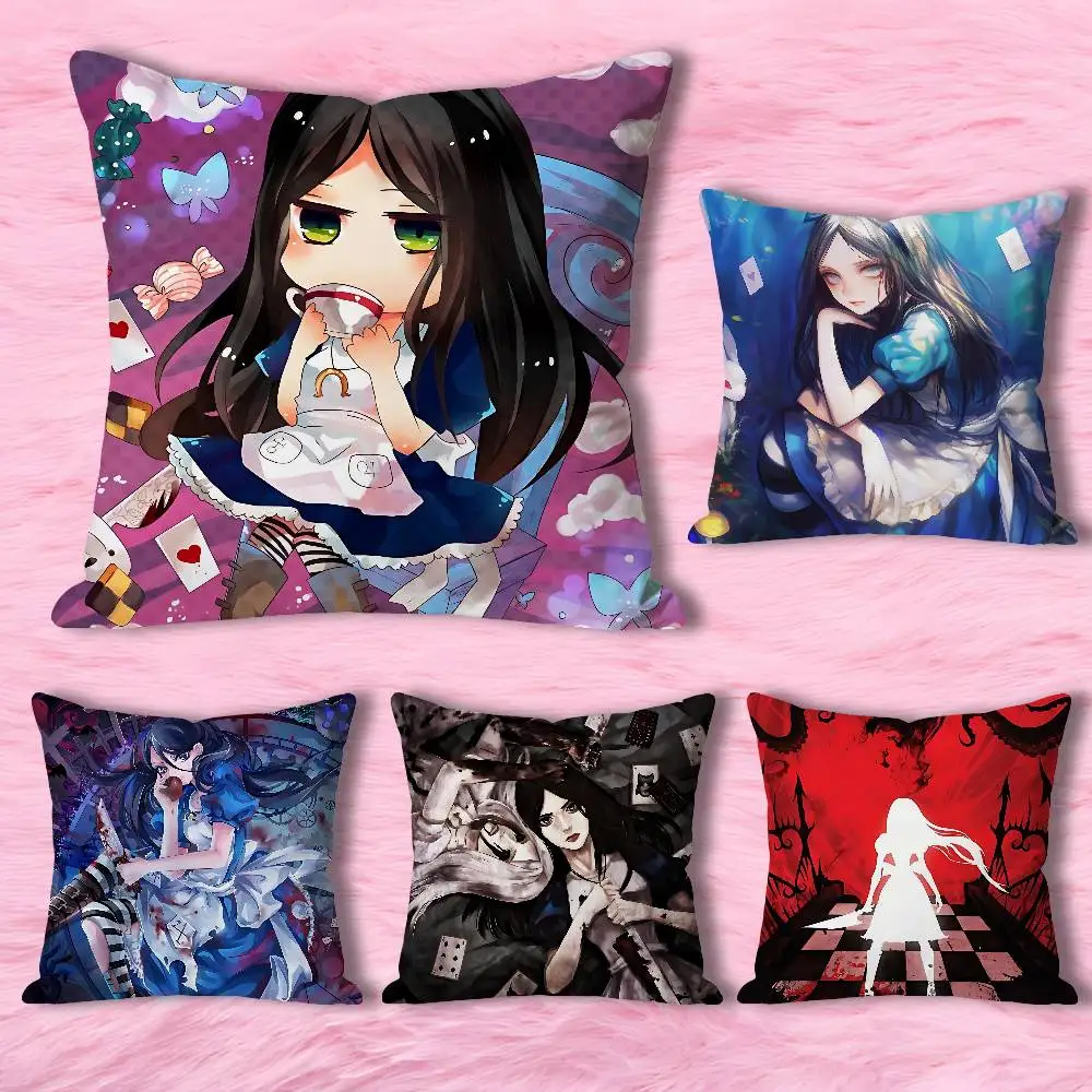 

A-Alice Madness GAME Returns Pillow Cases for Bedroom Living Room Sofa Home Decor Polyester Cushion Cover with Zipper